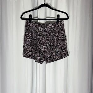 LOFT Linen Blend Paisley Shorts Brown Ivory XS